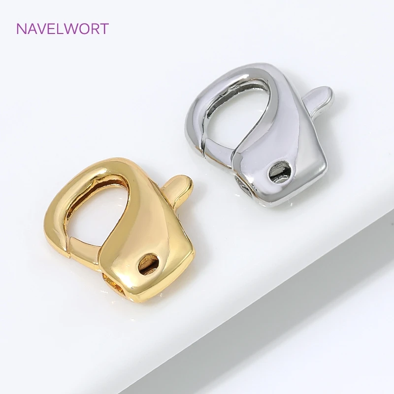 13mm*11.5mm 18K Gold Plated Lobster Clasp Connector,Brass Spring Carabiner Clasps For Jewelry,DIY Bracelet Necklace Findings view 2