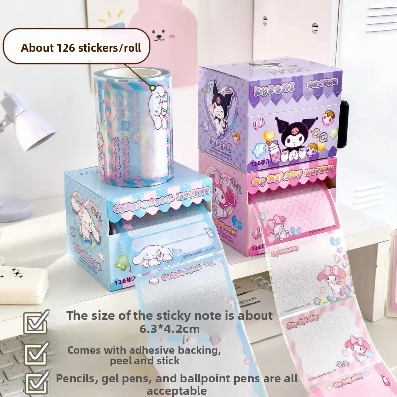 Kuromi Pull-Out Sticky Notes Set Transparent Frosted Storage Box Compact Memo Pad for Elementary School Students Kaway Gift view 5