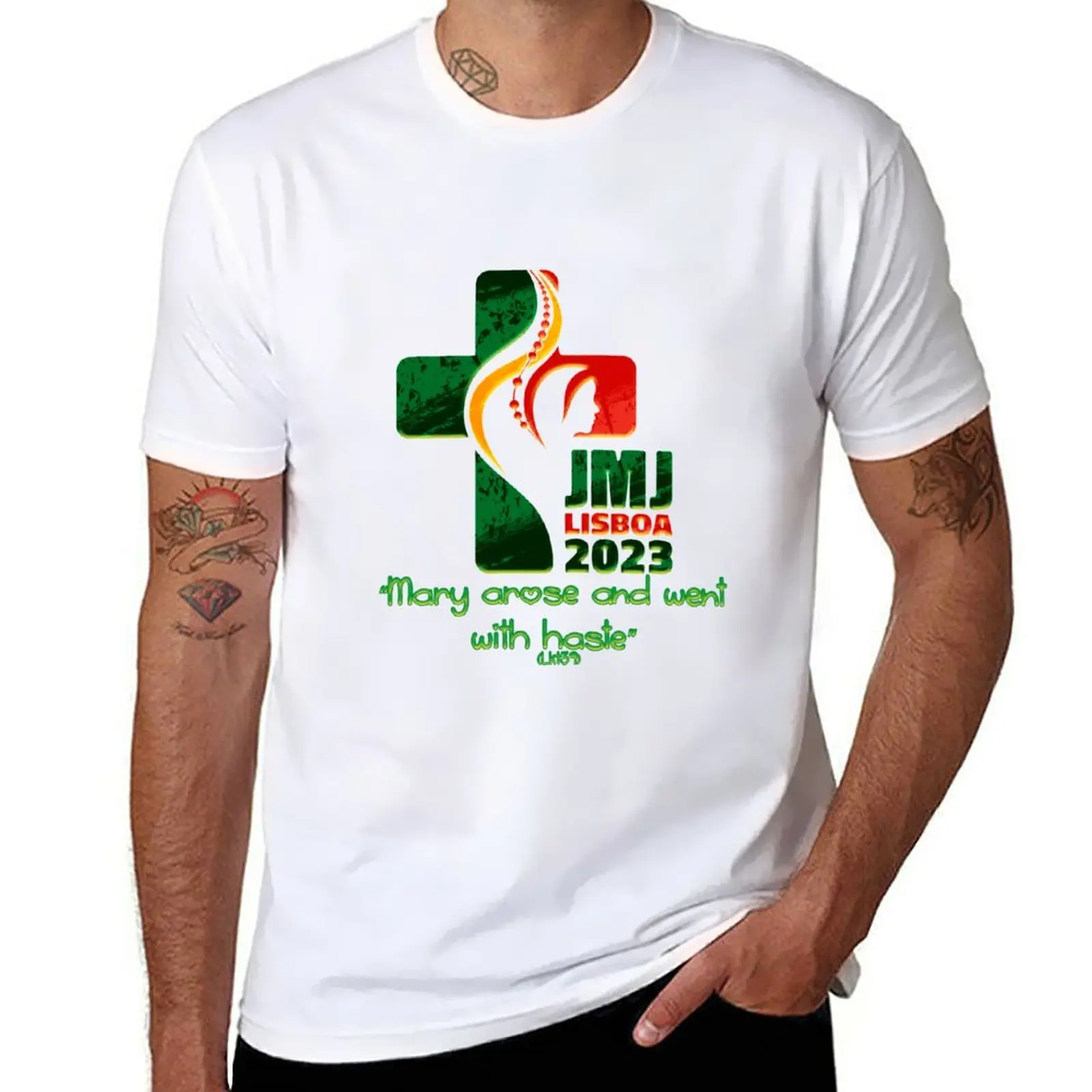 New World Youth Day Lisbon T-Shirt custom t shirts Short sleeve tee oversized t shirts mens tall t shirts