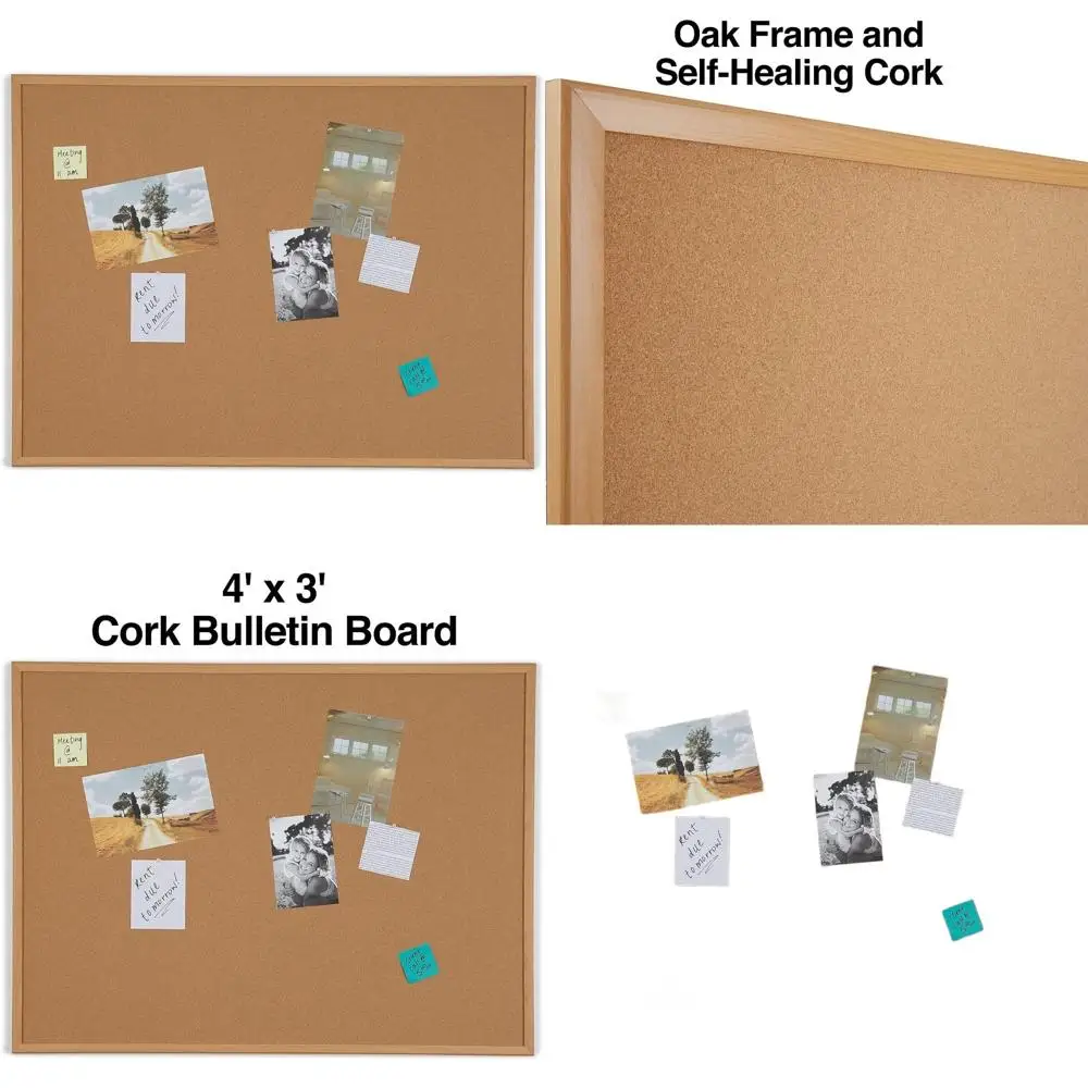 

Durable 4' x 3' Oak Framed Cork Bulletin Board