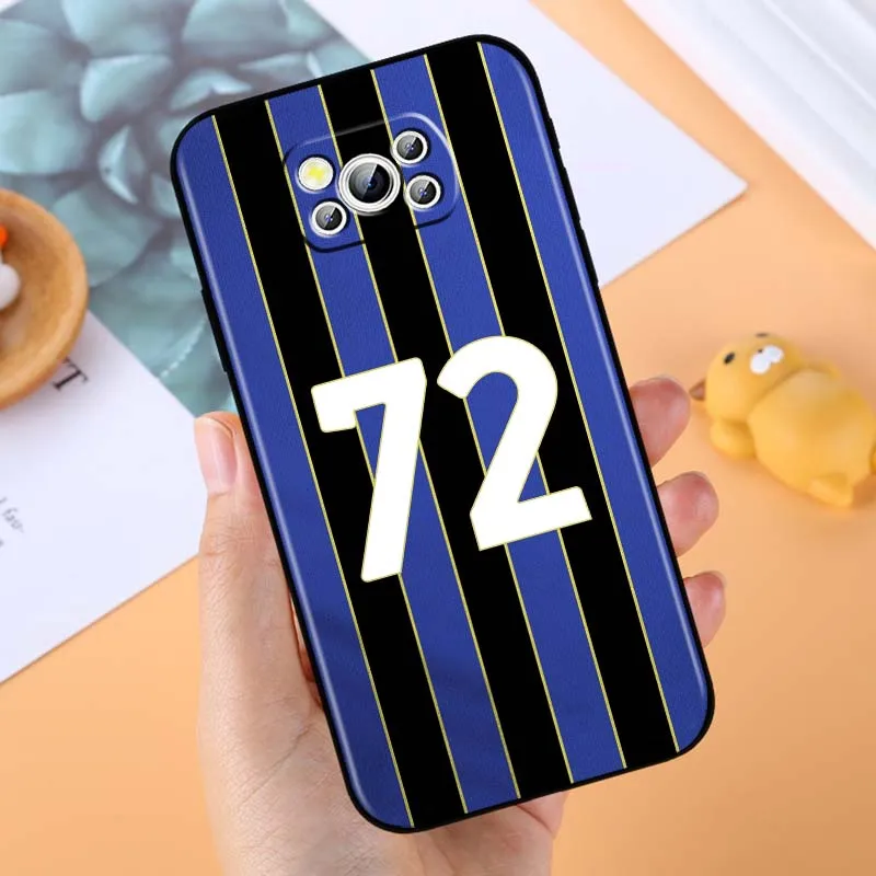 Mode-Trikot-Nummer Handyhülle für Xiaomi Mi Poco F3 F4 F5 F6 X3 X4 X5 X6 X7 M3 M4 M5s M5 M6 GT Pro 5G Schwarze Abdeckung