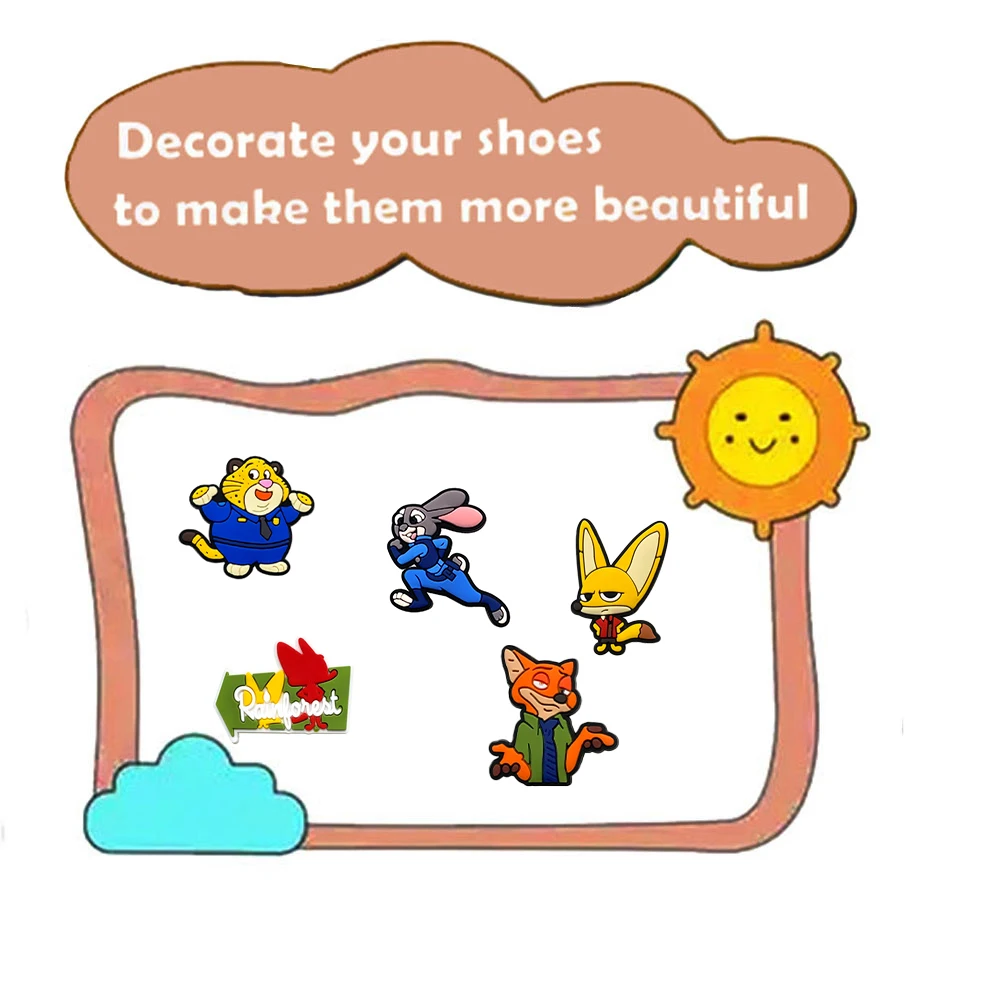1-20 قطعة الكرتون Zootopia سلسلة DIY بها بنفسك الأحذية السحر الأحذية البلاستيكية السحر صالح الأساور ثقب النعال الديكور إكسسوارات أحذية للهدايا #4