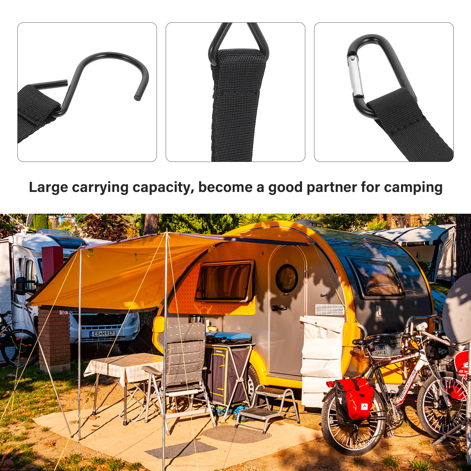 

4 Pcs Hooks Metal Camping Supplies Cookware ganizer Hanging Rack Hardware Black Outdoor Travel