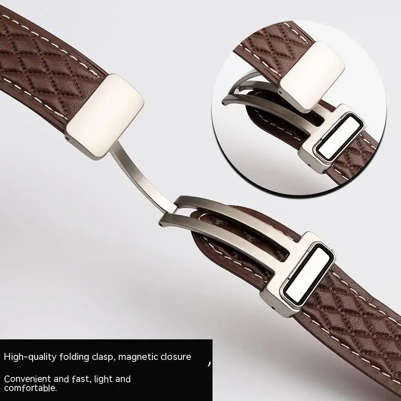 Correa de reloj de cuero genuino Universal para hombre, pulsera de cuero de vaca con hebilla magnética plegable para Heuer F1 Carrera, 20MM, 22MM