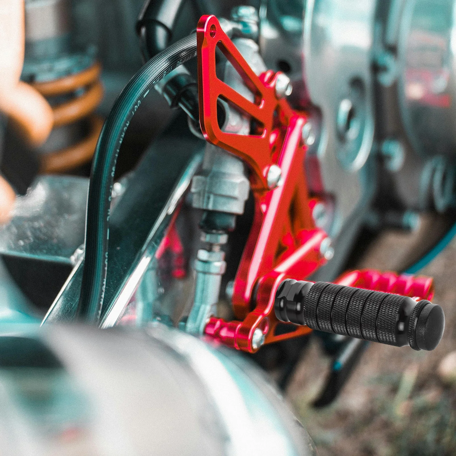 

1 Pair Foot Pegs Red Universal Rear For Stable Ride Easy Installation Lightweight Portable Design Footrest For Motorcycle