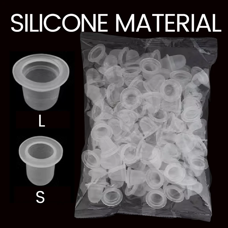 

100pcs Silicone Disposable Microblading Tattoo Ink Cups Permanent Makeup Pigment Clear Holder Container Cap Tattoo PMU Supplies