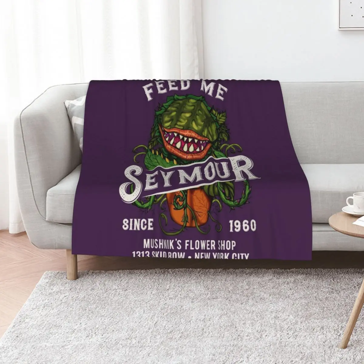 Feed me Seymour Throw Blanket Blankets For Bed wednesday bed plaid Hairy Shaggy Moving Blankets
