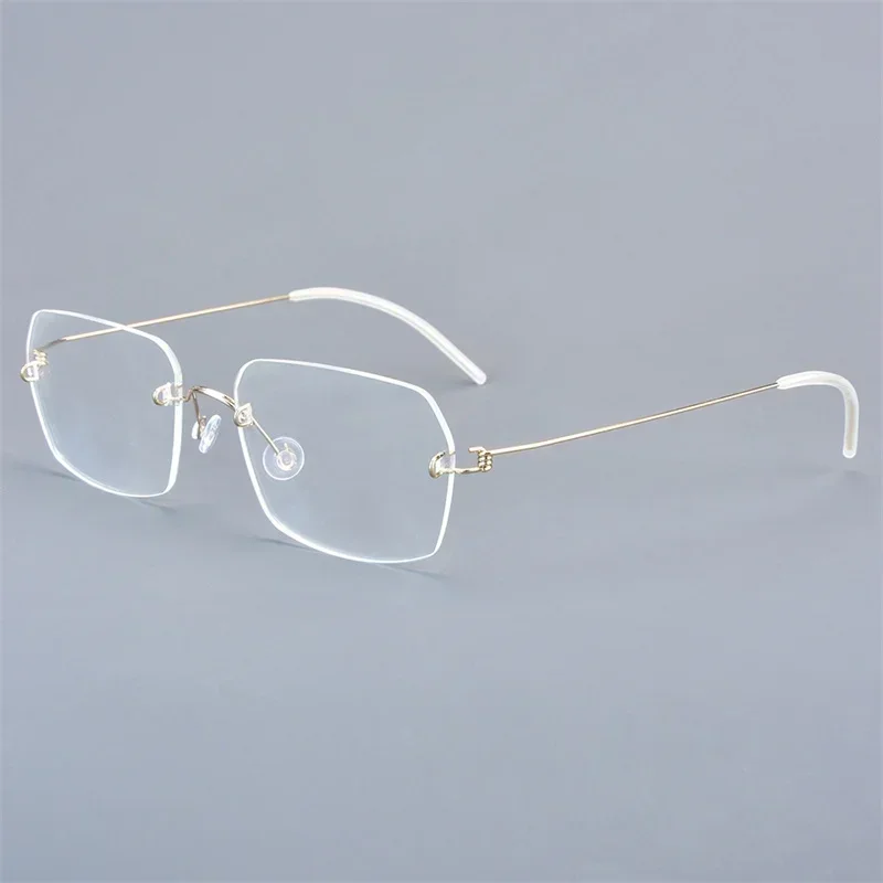 Square Screwless Rimless Glasses Frame 2539 Ultralight Titanium Eyeglasses Designer Men Women Business No Rim Eyewear Spectacles