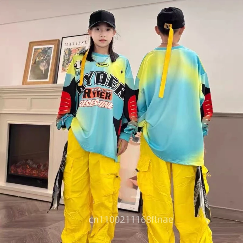Street Dance-Kostüm für Kinder, amerikanisches Hip-Hop-Oberteil, Dopamin-Hosen-Set, Jazz-Dance-Laufsteg-Performance-Kostüm für Kinder