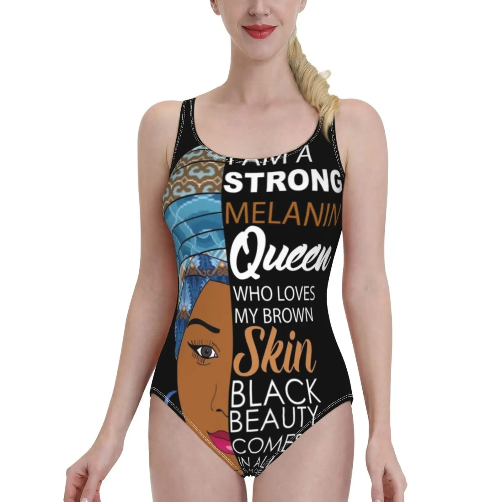 

Strong Black Melanin Queen One-Piece Swimsuit Women Sexy Monokini Bathing Suits New Girl Beach Swimwear Melanin Queen Melanin