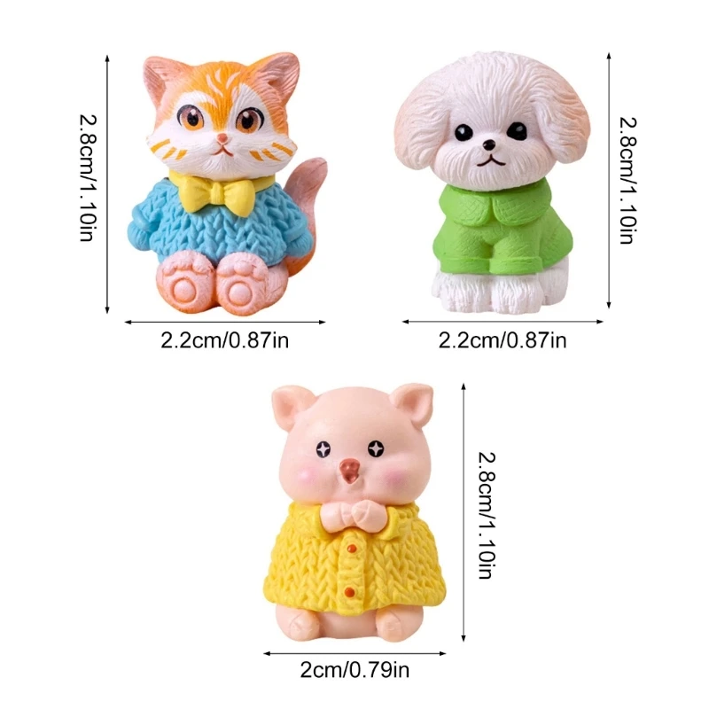 Thú Cưng Ngộ nghĩnh Các Bức Tượng Nhỏ Mèo Hoạt Hình Chó Lợn Thu Nhỏ Bộ 3 Món Quà Sinh Nhật Và Phòng Điểm Nhấn Vườn Phụ Kiện