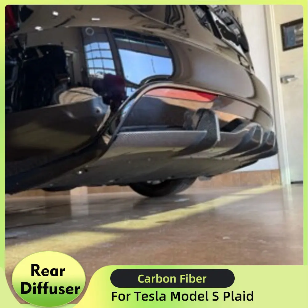 

Car Rear Bumper Exhaust Diffuser Lip Spoiler for Tesla Model S Plaid 2021-2023 Rear Bumper Diffuser Lip Body Kits Carbon Fiber