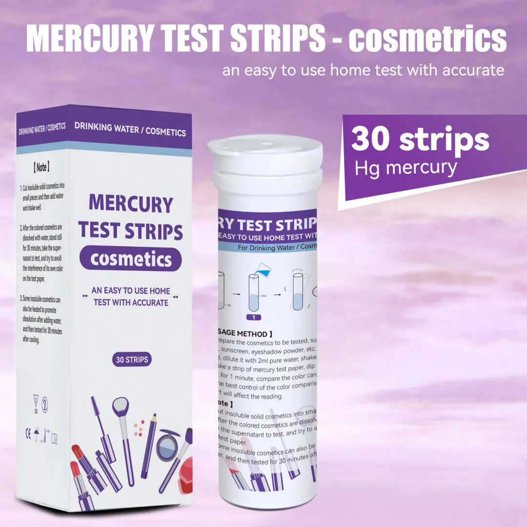 30PCS/Box Mercury Test Strips for Cosmetics & Water, Home Testing Kit, Quick & Accurate Detection of Hg in Beauty Products