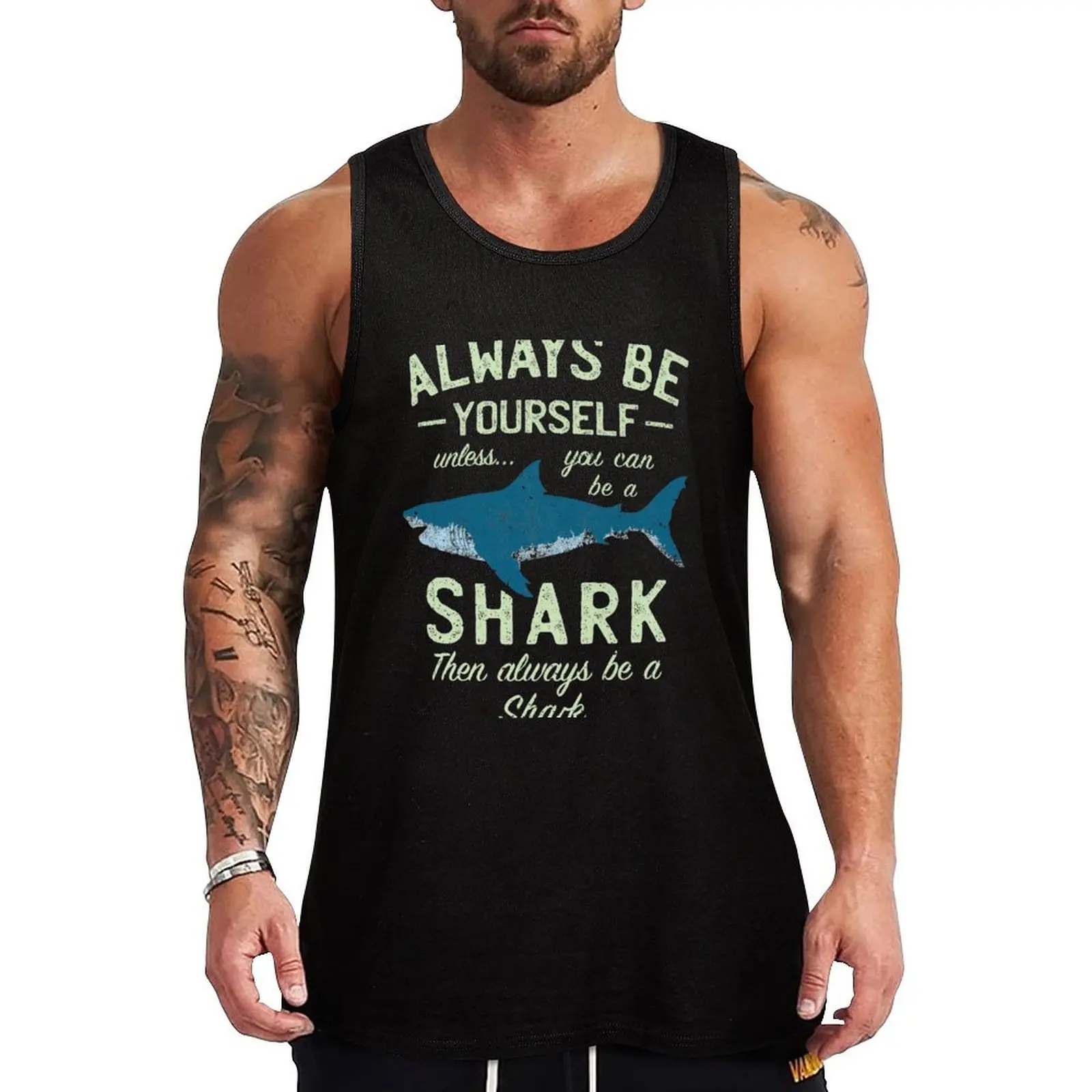 

Always be a Shark Tank Top Bodybuilding shirt Men's gym sleeveless shirts