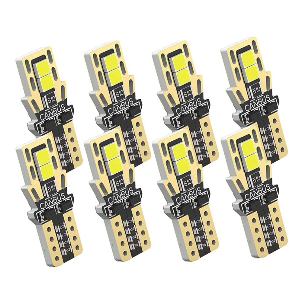 

10PCS W5W LED T10 LED Bulbs Canbus For Car Interior Lamp Dome Map Reading Trunk Parking Side Mark Light 12V 194 LED Bulbs 6500K