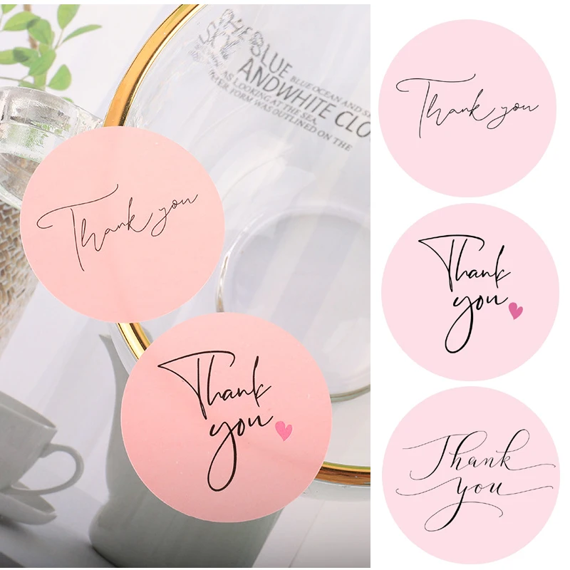 120pcs Thank You Stickers Pink Stickers for Company Giveaway Birthday Party Favors Labels Mailing Supplies Festival