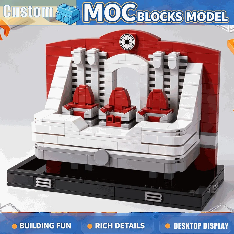 633PCS Galactic Empire Throne Room Diorama Building Blocks DIY Creative Assembly Space Scene Educational Toy MOC Collection Gift