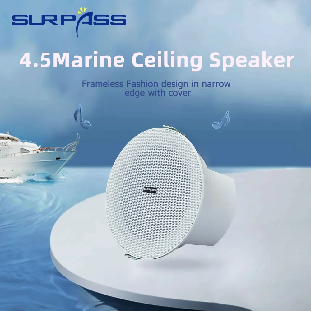 4.5inch 6W Marine Boat Waterproof IP44 Speakers Recessed Moisture Outdoor Loudspeaker Audio Sound System for Shower Bathroom SPA