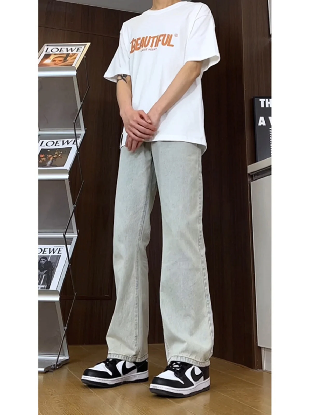 

Мужские летние джинсы Slim Fit желтого цвета с высокой талией, прямые брюки, износостойкие, из эластичного денима