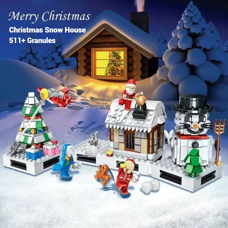 عيد الميلاد 511 قطعة مجموعة ألعاب مكعبات البناء ، DIY بناء نموذج منزل سانتا كلوز الحلي ، هدية عيد الأطفال #5