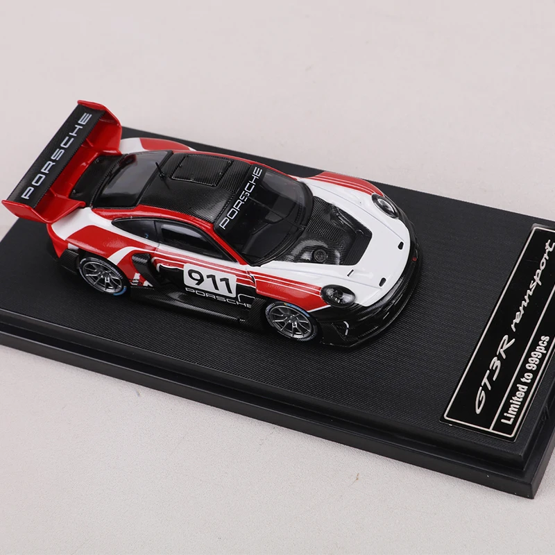 HKM 1:64 911(992)GT3 R Rennsport Classic Brumos large rear wing Alloy Model Car