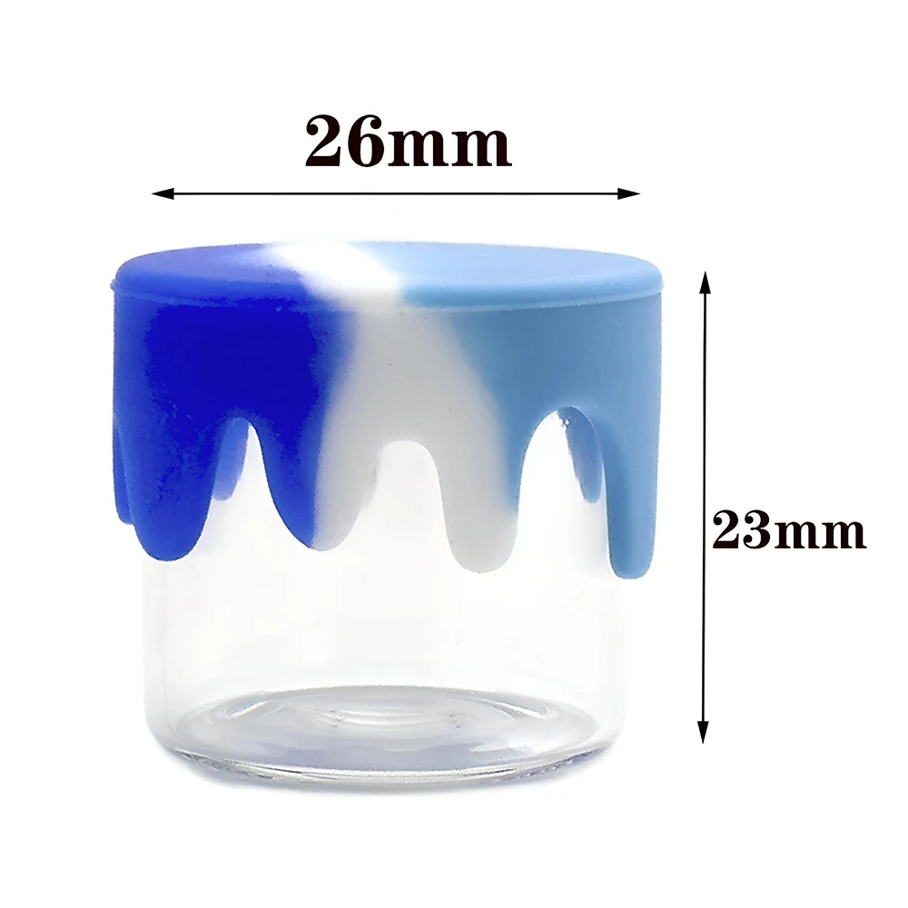 2PCS Portable 6ml Glass Jar with Silicone Lid Cover Kitchen Wax Oil Container Storage Box Case Bottle