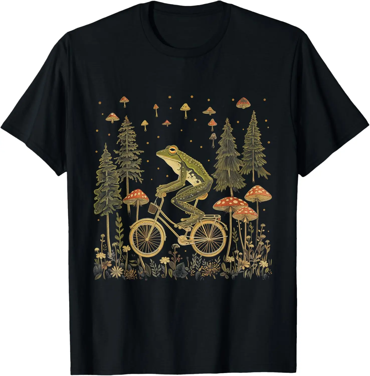 

Cottagecore Frog Riding Bike Funny Aesthetic Wild Flower T-Shirt Motorcycle