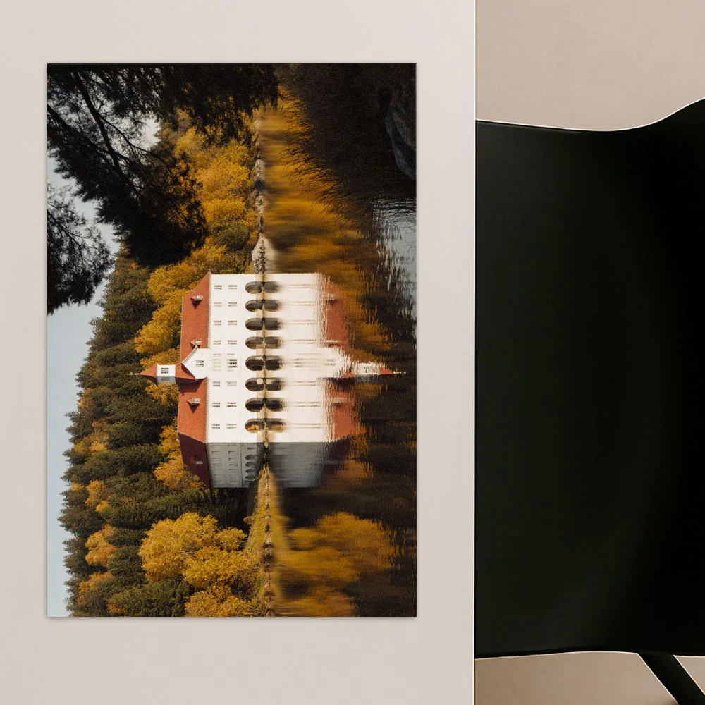 Juego de manteles individuales de 4 piezas, diseño de paisajes otoñales, fácil de limpiar, decoración rectangular para el hogar, perfecto para comedor y vacaciones.