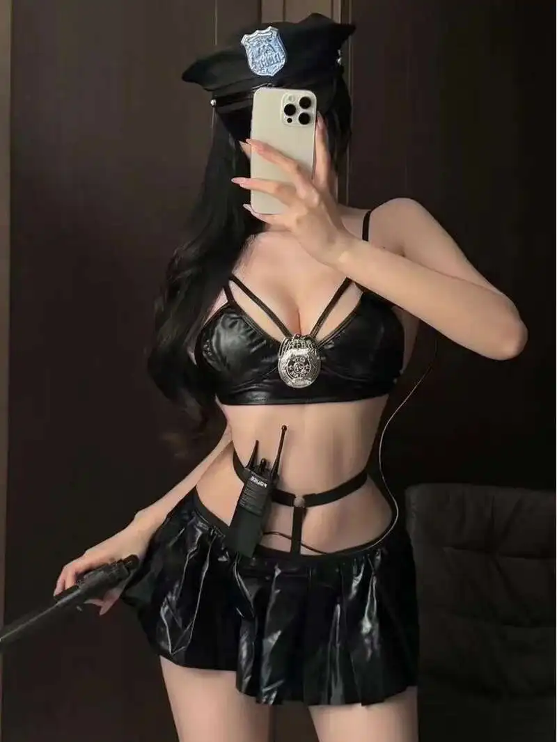 

Женская мода, экзотическая летняя новая одежда, лаковая кожа, сексуальное металлическое украшение на талии, профессиональная униформа, комплект с короткой юбкой FJEI