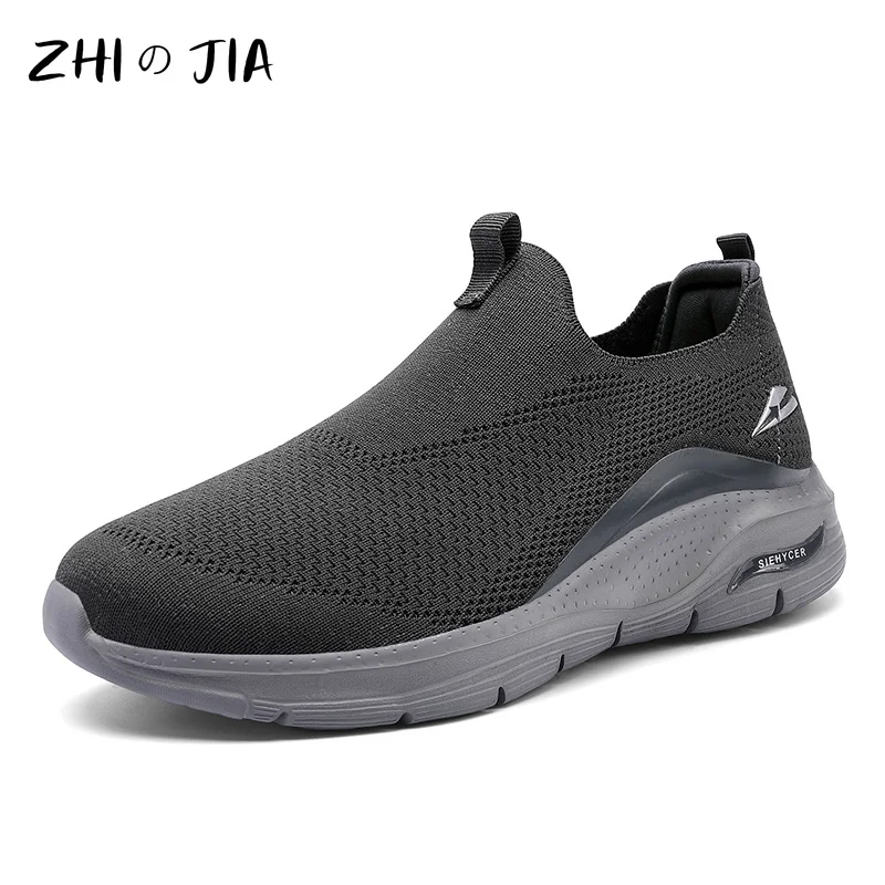 Ultra Light Plus Size Knitted Mesh Casual Shoes Mom\'s Shoes Slip On Walking Shoes Men\'s Breathable Lightweight Running Footwear