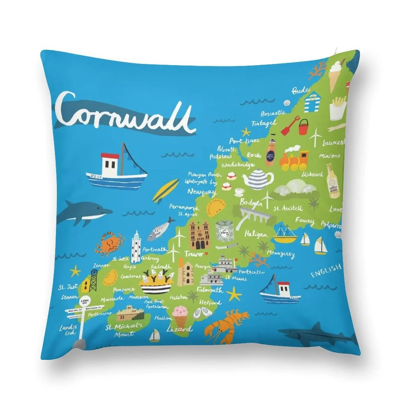 

Cornwall Map Throw Pillow Pillowcases For Pillows ornamental pillows pillow