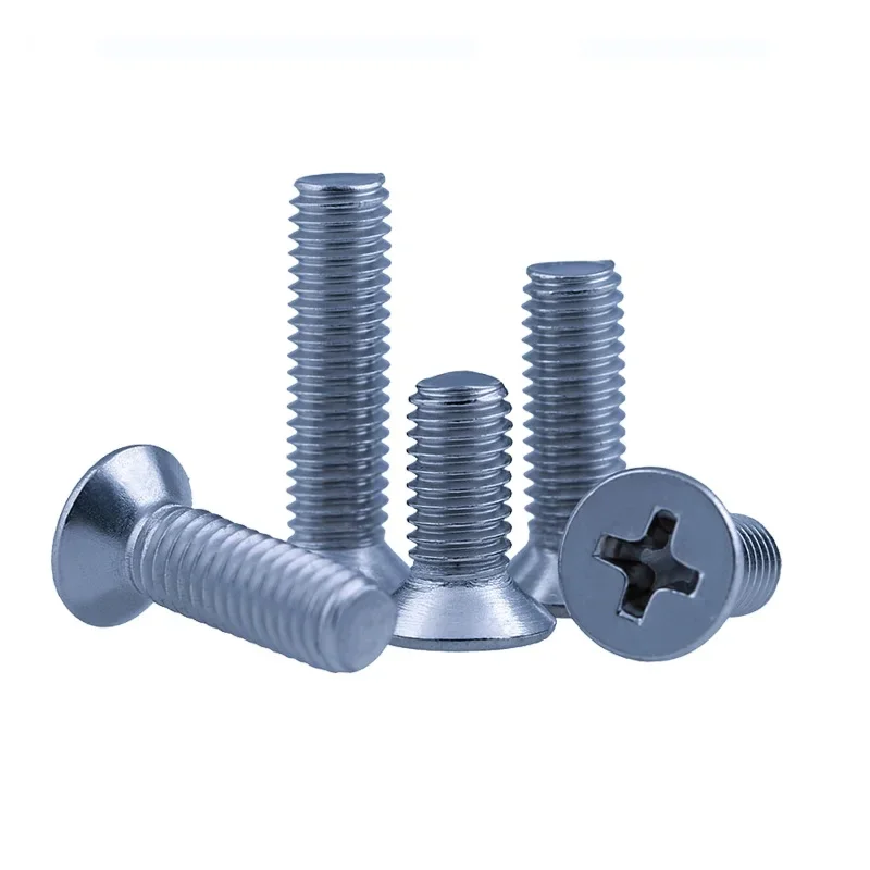 UNC galvanized grade 2 American standard blue and white zinc countersunk head cross flat head screw inch flat head screw 4# ~1/4