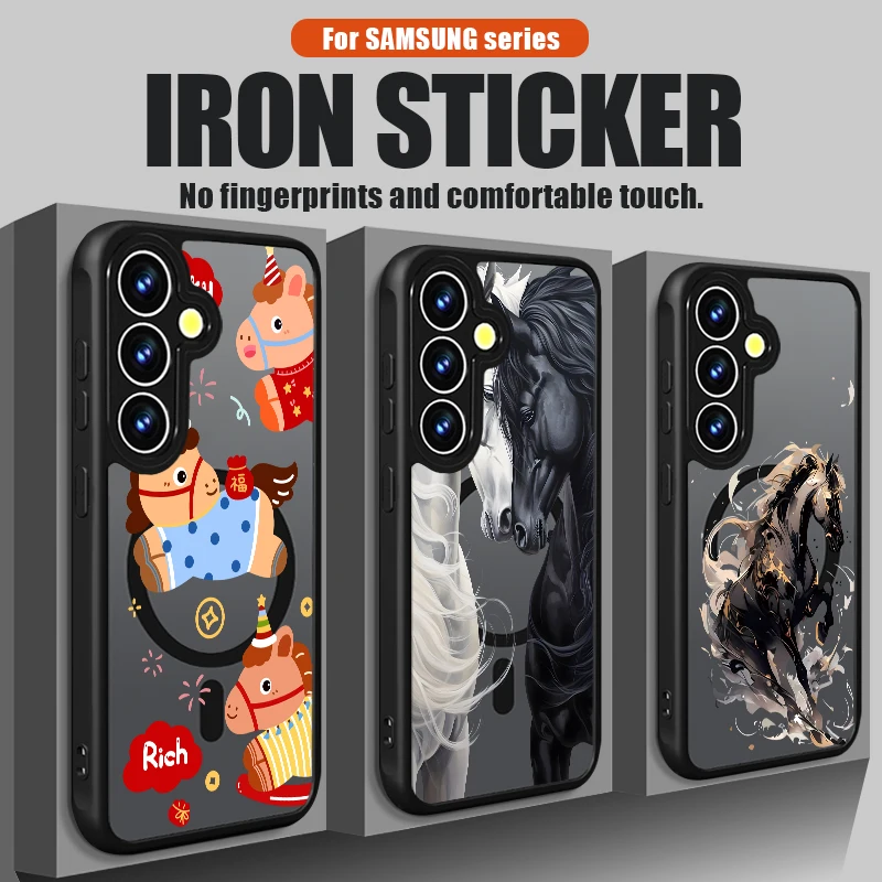 Animal Horse Printed Magnetic Phone Case For Samsung Galaxy S26 S25 S24 Ultra S23 S22 Plus S25 S24 S23 FE TPU Acrylic Back Cover