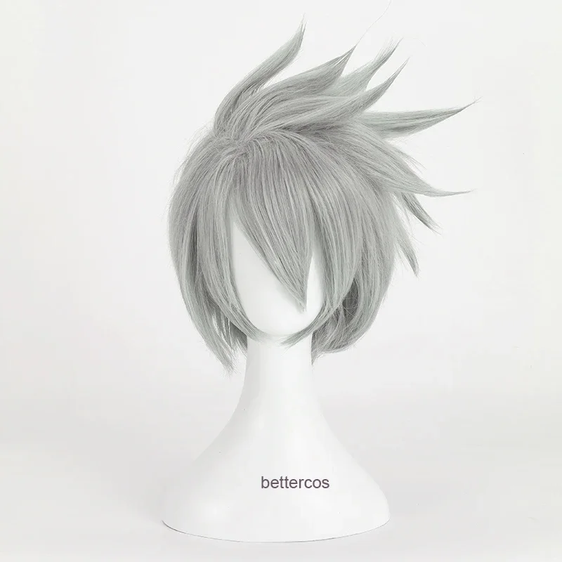 Hatake Kakashi cosplay wigs short layered silver Grey heat resistant synthetic hair wig wig cap