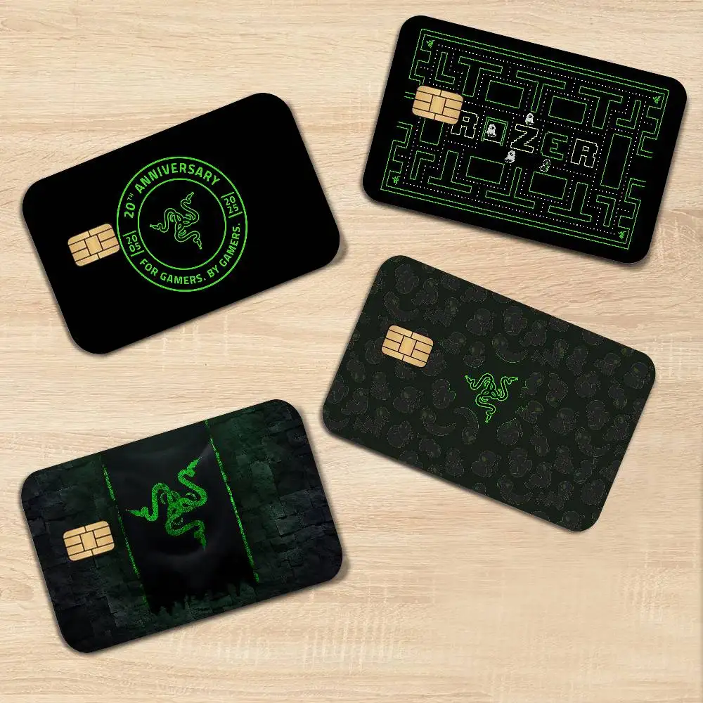 Gaming Peripherals Brand R-Razer Fashion Matte Gold Silver Black Matte Film Skin Sticker Tape for Bank Credit Debit Card