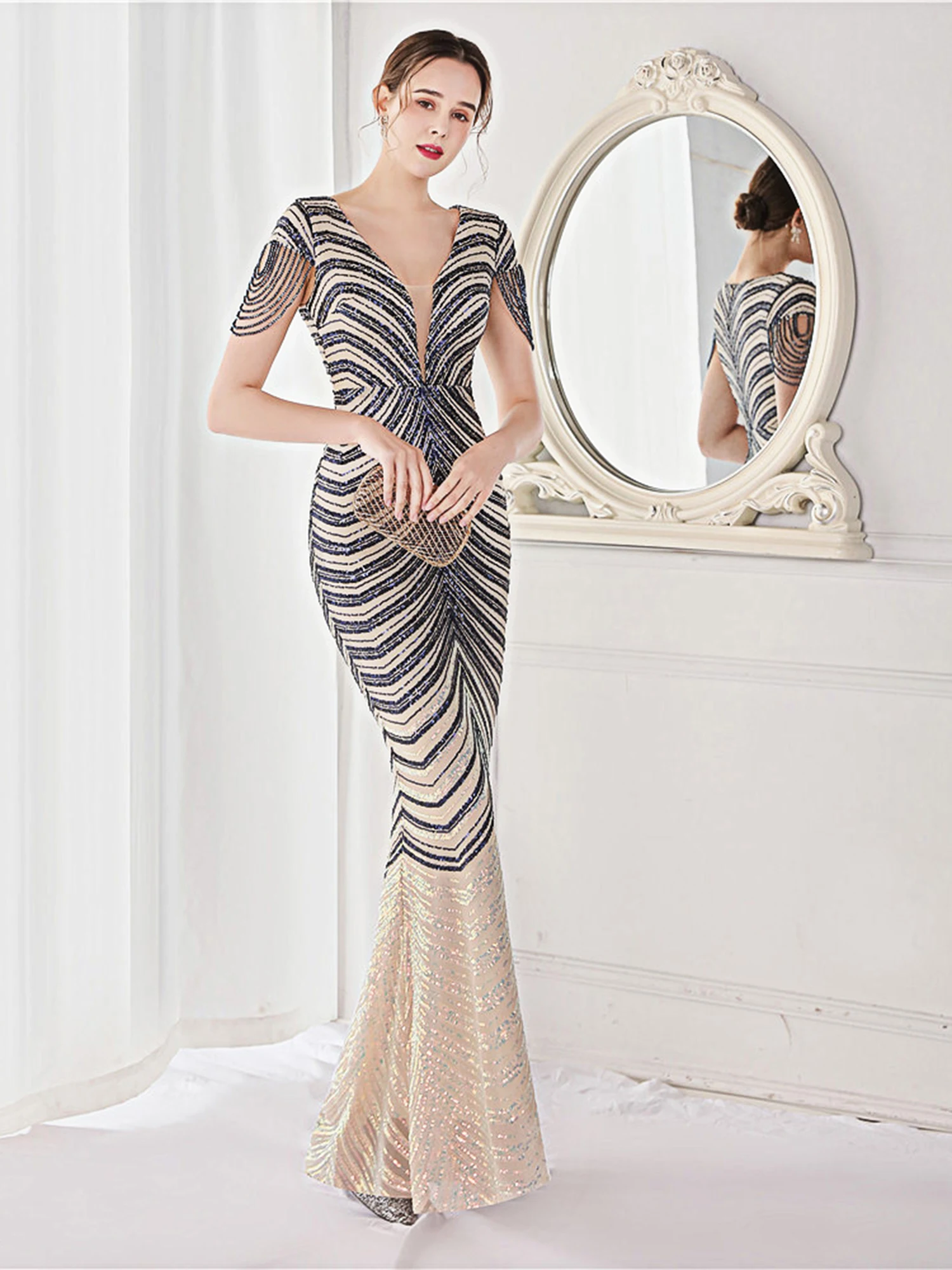 

Ele Long Par Dr Women's Sexy Ele Godd Sle Evening Gown Cotail Par Dr Floor Length Draped Evening Gown