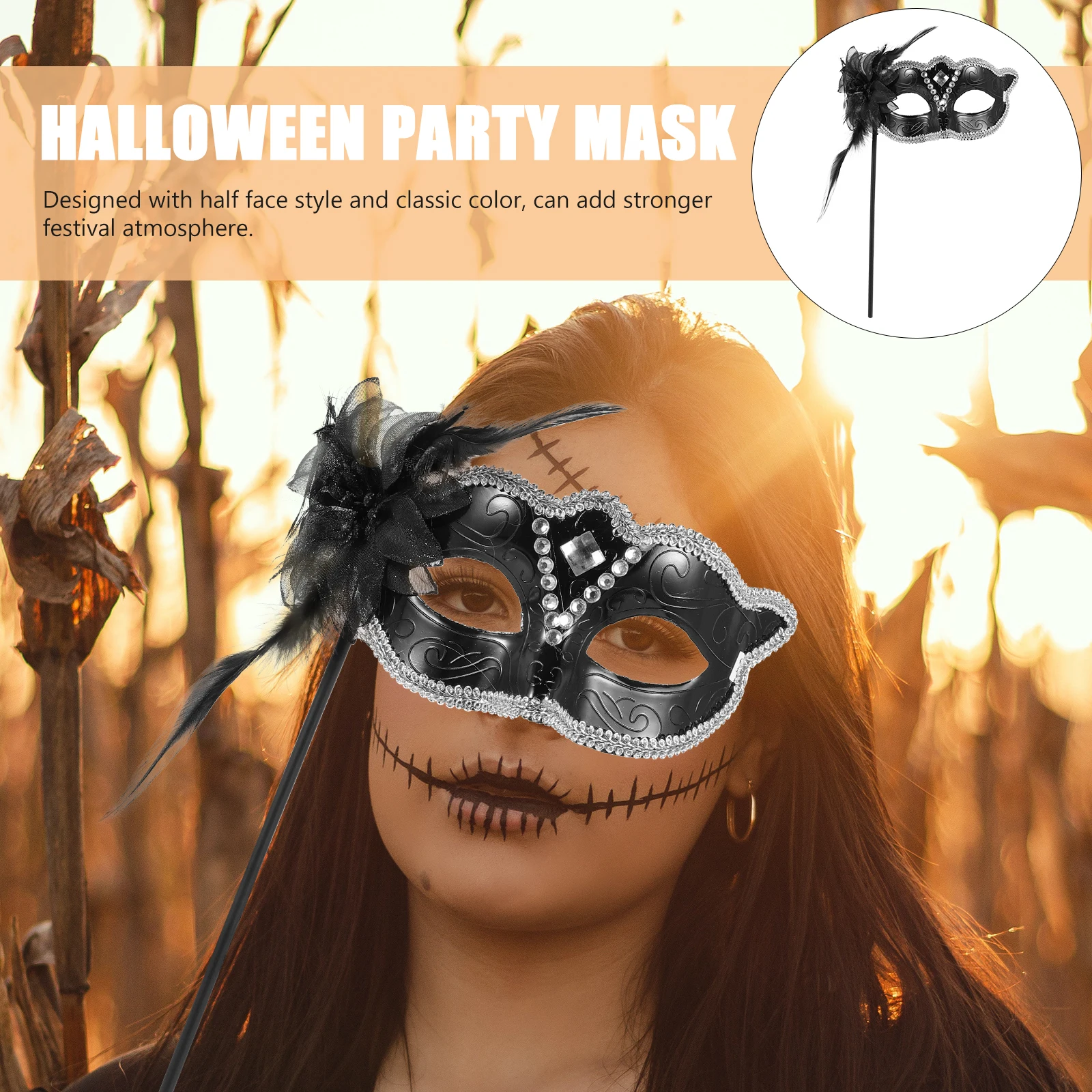 

Masquerade For Women Prom Party Ball Handheld Mask With Stick Mardi Gras Accessories Costume Party Mask For Halloween