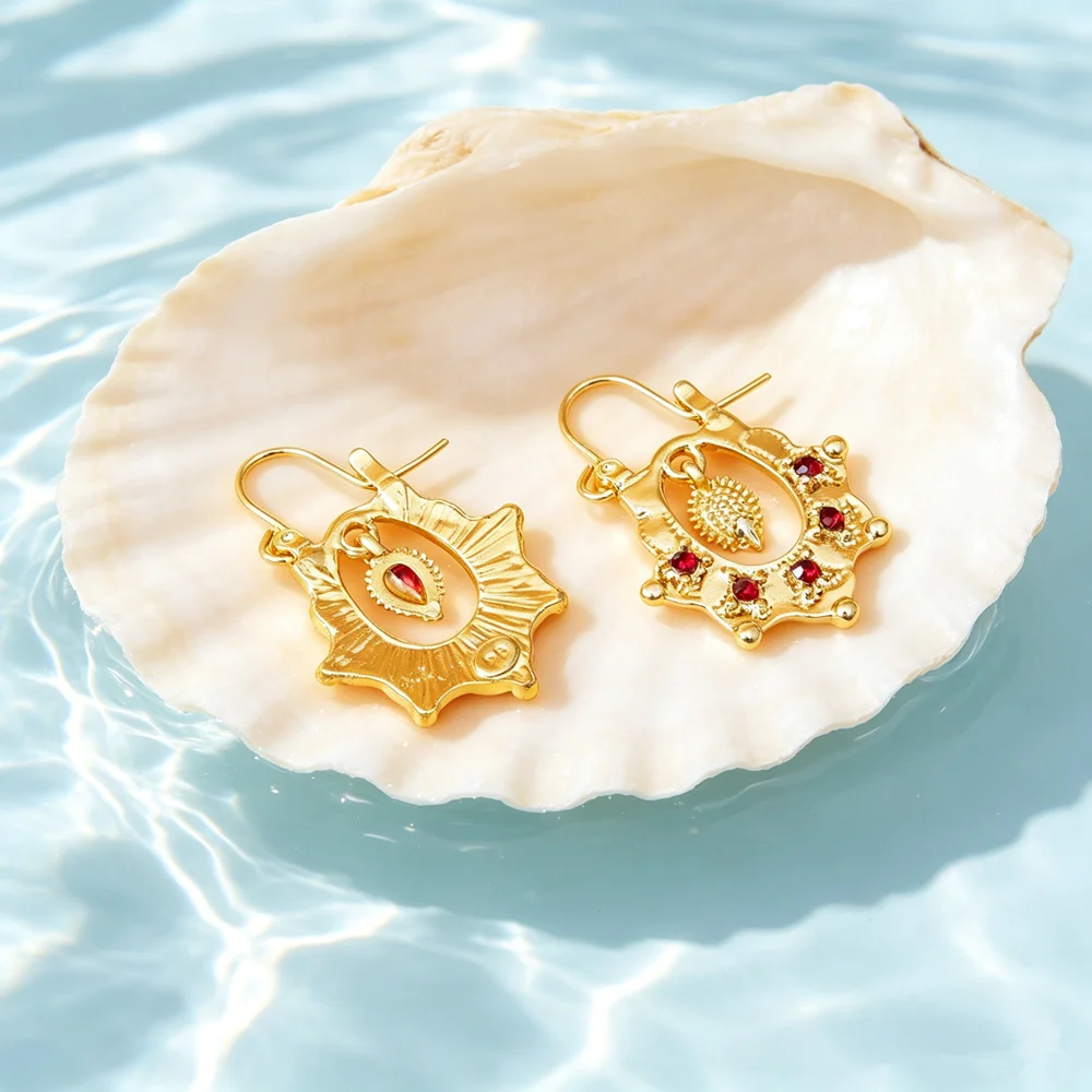 Elegant Miniature Vintage Ethnic Earrings with Embedded Rhinestones Suitable for Various Occasions And Ladies Gift Jewelry