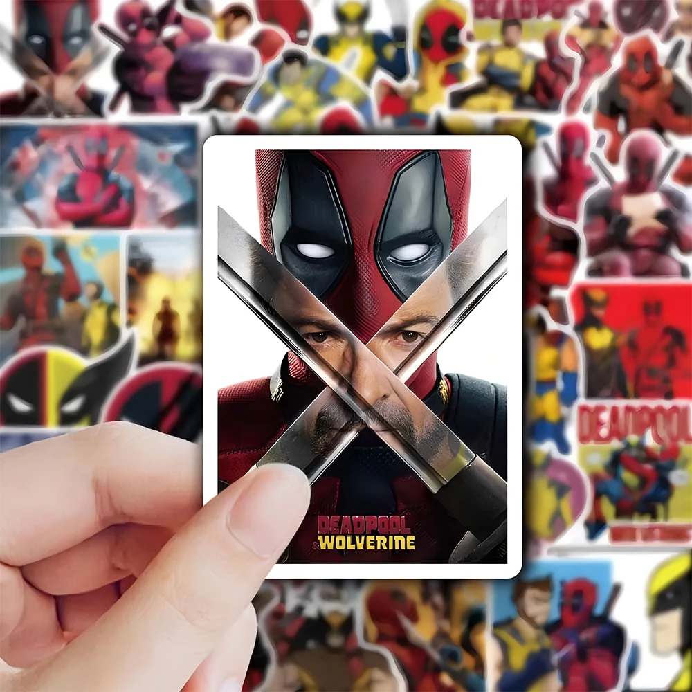 

10/30/50PCS Cool Disney Movie Superhero Deadpool Wolverine 3 Stickers Decals DIY Skateboard Phone Bike Waterproof Sticker Packs