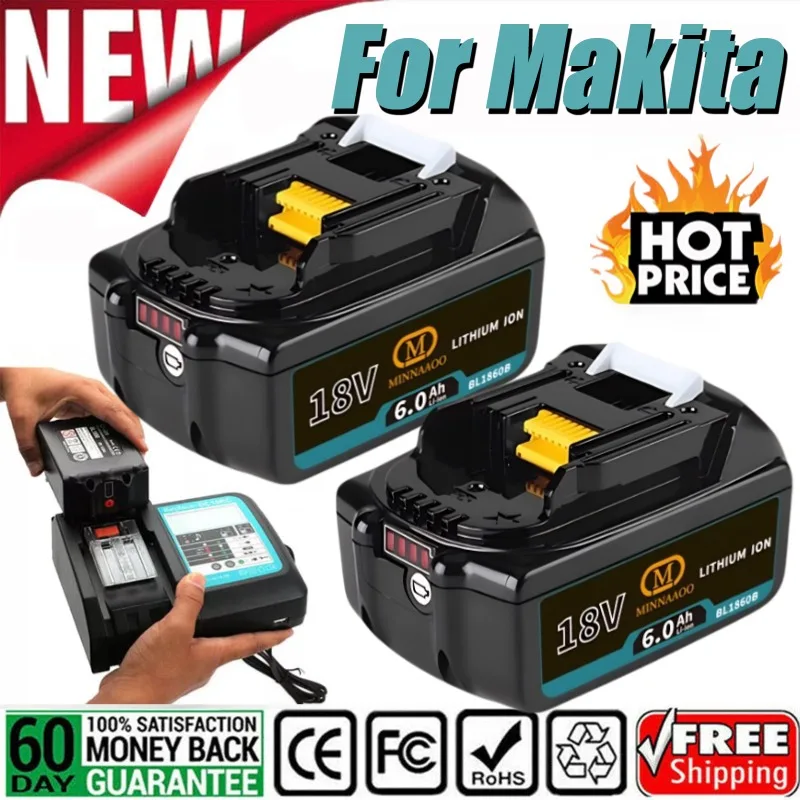 

100% оригинал для аккумулятора Makita 18 В, 6,0 Ач BL1815 BL1830B BL1840 BL1850B BL1860B для аккумуляторного паяльника Makita, электроинструмента