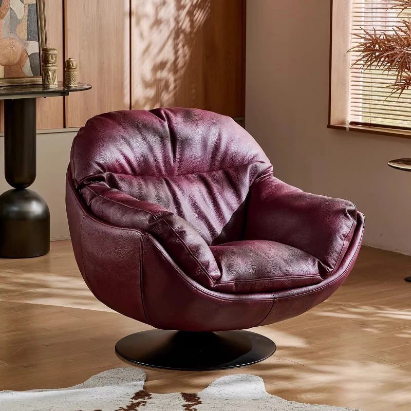 

Single sofa chair living room balcony leather leisure lazy swivel chair