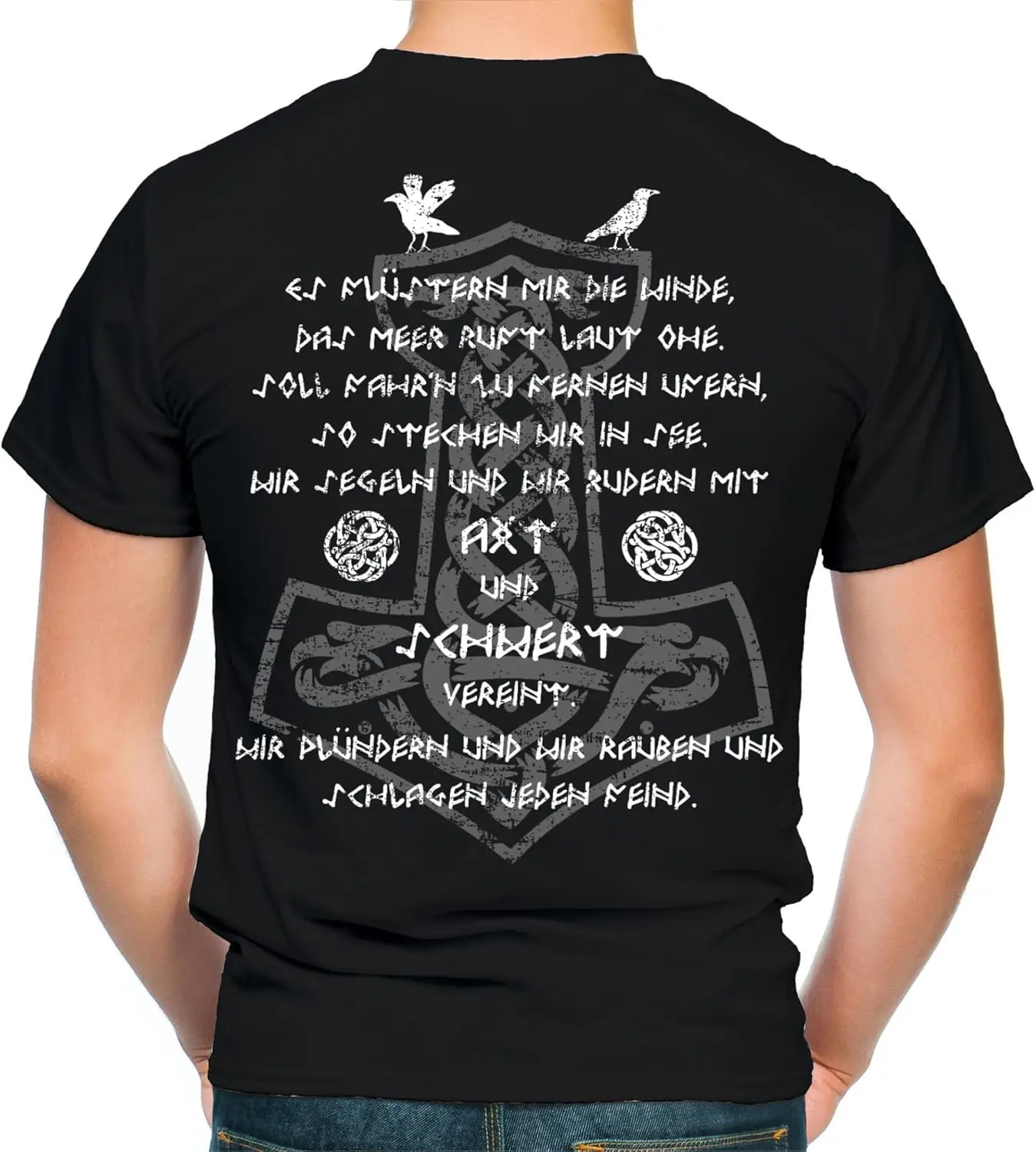 Norse Myth Mjollnir Rune Nordic Warrior Axe and Sword Ragnar T-Shirt 100% Cotton O-Neck Short Sleeve Summer Casual Mens T-shirt