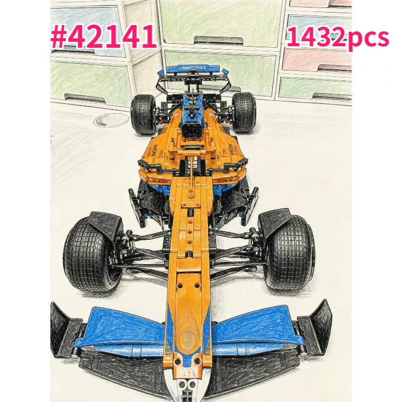 2026-new-technical-classic-performance-1432pcs-orange-super-sports-car-building-blocks-moc-diy-assembly-model-set-gifts