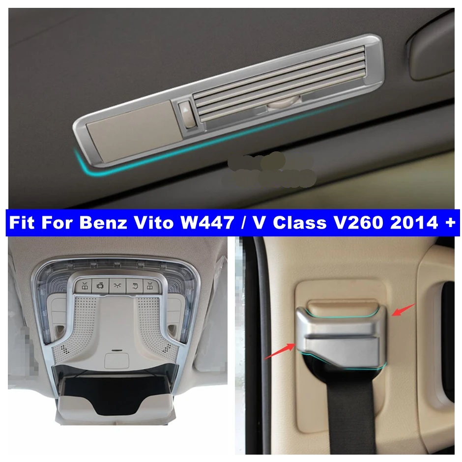 Matte Reading Lights / Safety Belt Buckle / Rear Roof Air AC Cover Trim For Mercedes-Benz V Class V260 / Vito W447 2014 - 2021