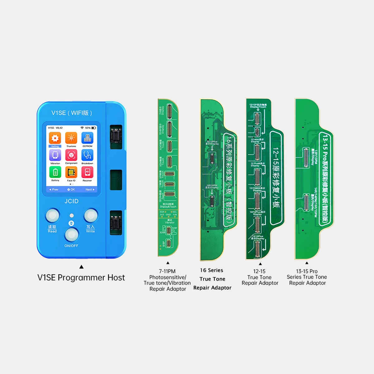 JCID Programmer V1SE Programmer with True Tone Repair Adaptors for iPhone 7 8 X XS 11 12 13 14 15 16 PRO PLUS MAX