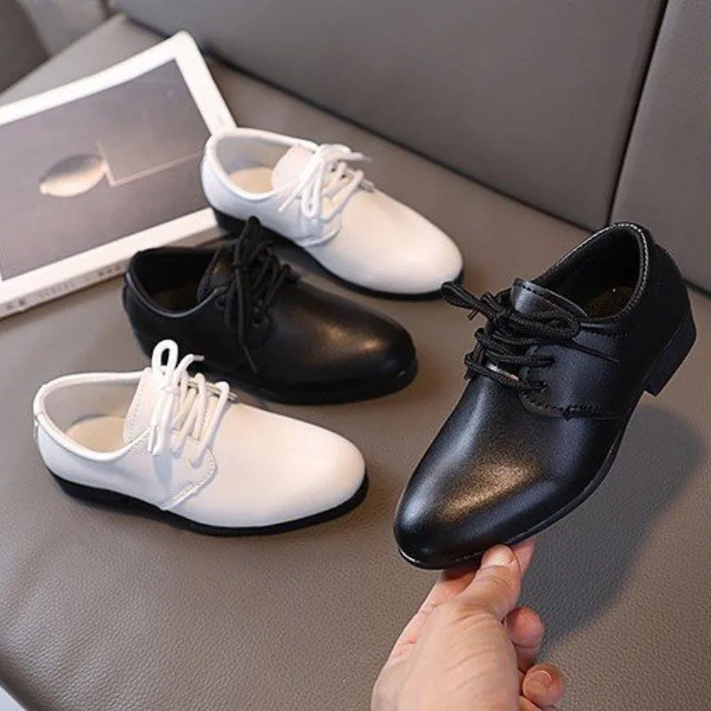 Children Boys Leather Shoes 2026 New Retro Fashion Non-slip Pointed Toe Dress Shoes British Style Kids Oxford Shoes Performance