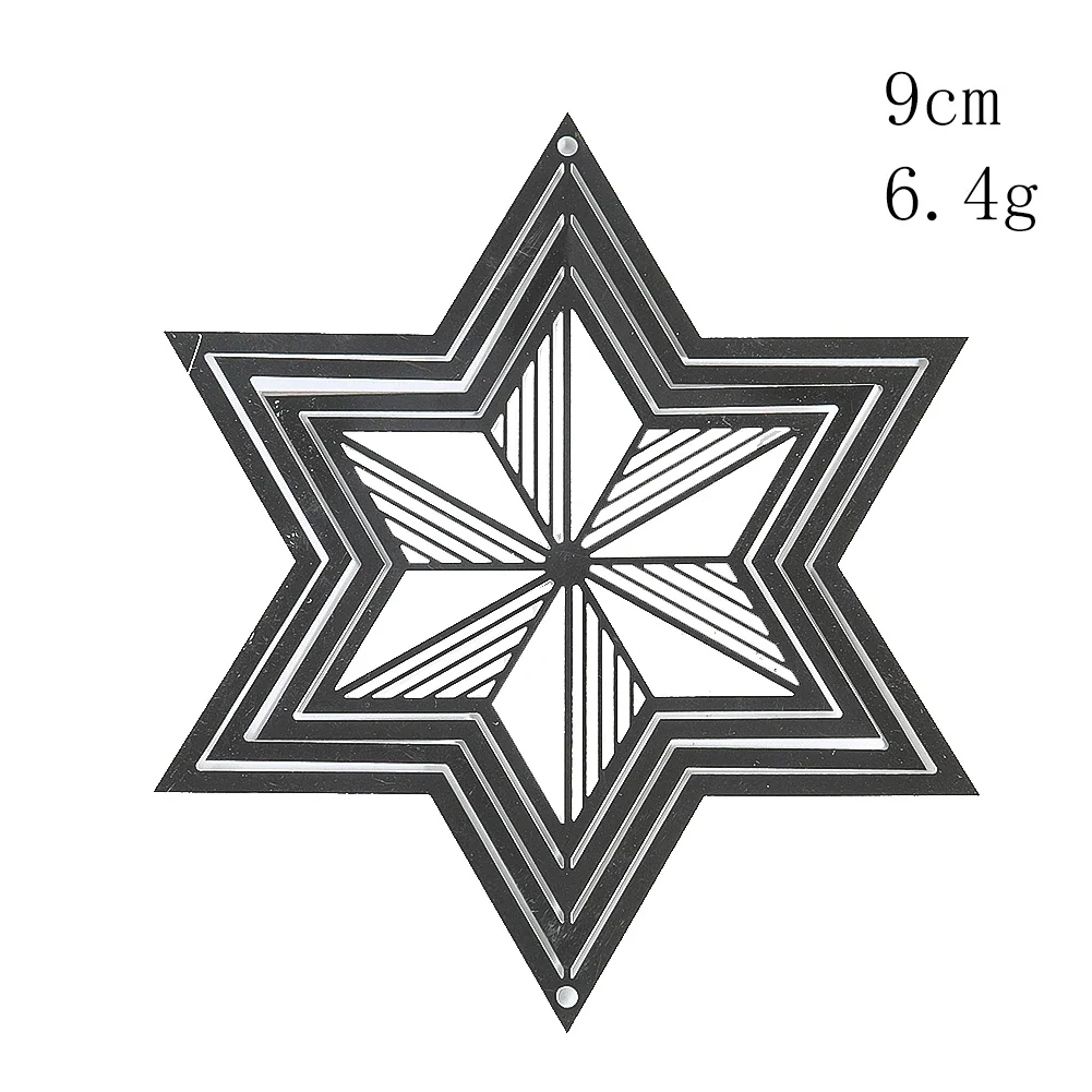 9CM  Snowflake Wind Spinner Stainless Steel Rotating Vane Home Hanging Wind Chimes 3D Flowing Visual Effects Garden Yard Decor