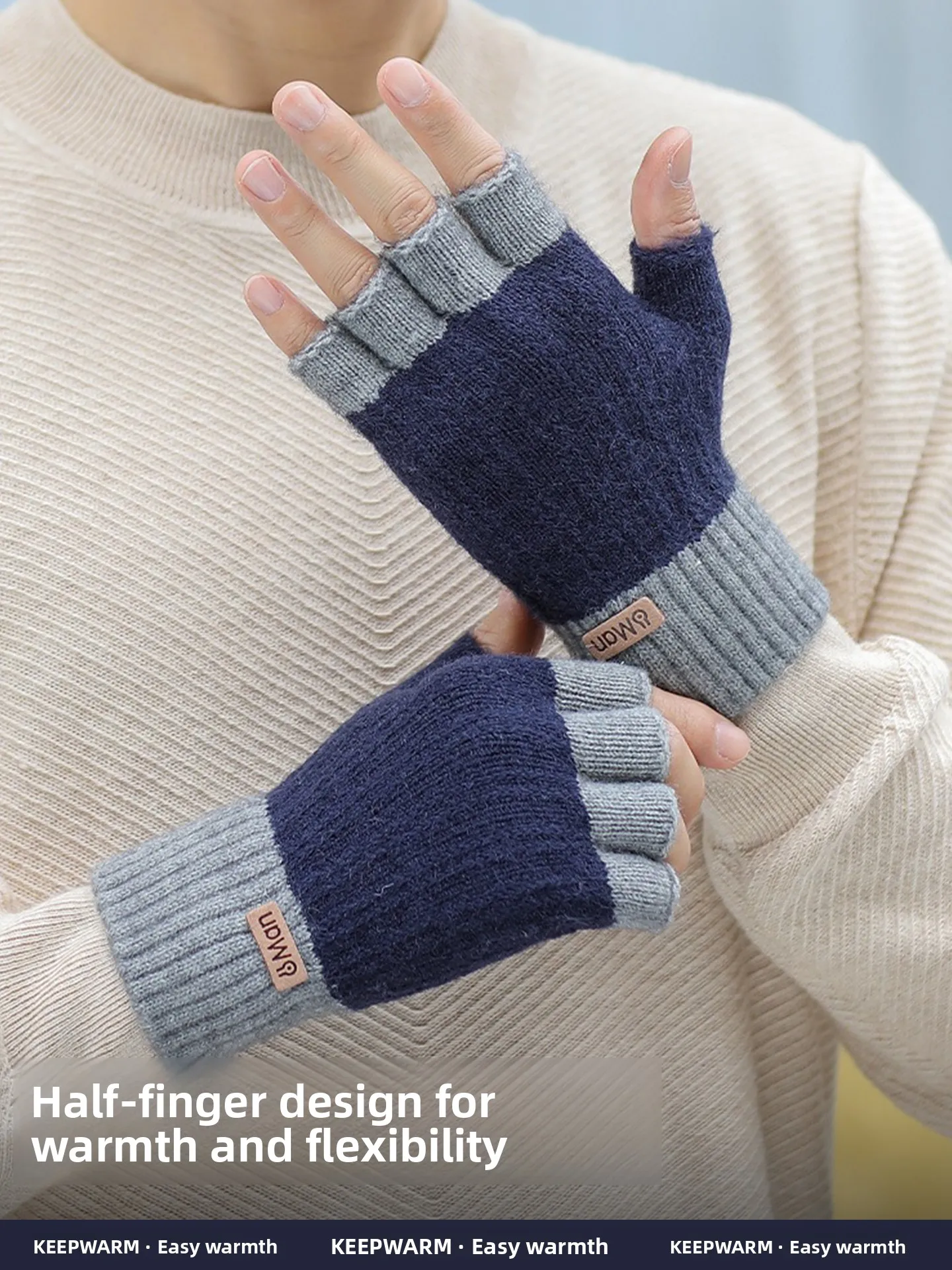 Men's And Women's Knitted Woolen Half Finger Gloves for Typing Warmth And Cold Resistance Suitable for Cycling