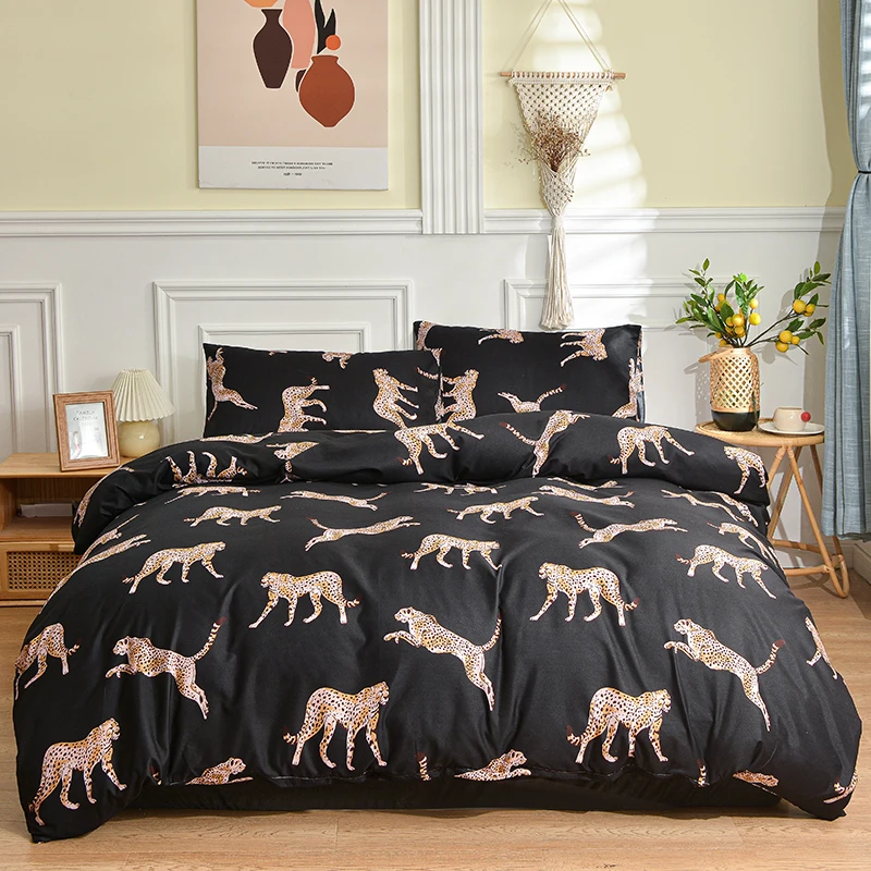 

Leopard Pattern Duvet Cover with Pillowcases,Double King Bed Quilt Cover,Microfiber Soft Bedding Set 220x240cm