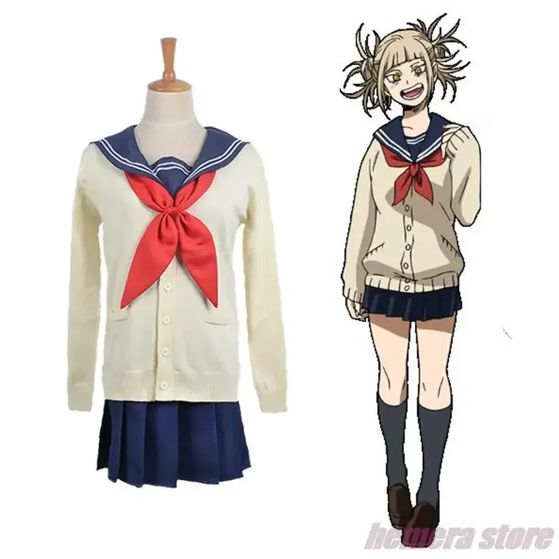 Anime My Hero Academia Himiko Toga przebranie na karnawał JK jednolite spódnice sweter płaszcz Halloween ubrania świąteczne kobiety dziewczęta